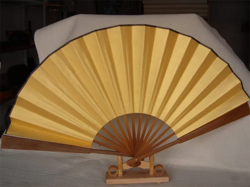 DIY Xuan Paper Gold Decoration Fan with Bamboo Ribs Chinese Folding Hand Fan for Arts, Calligraphy & Home Decor 9.4\