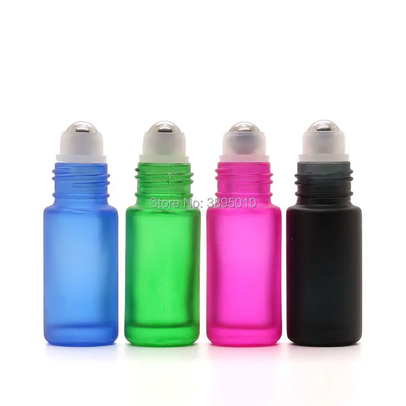 5ml Frosted Glass Roll On Bottle Perfume Roller Bottle Essential Oil Bottle with Metal Ball Glass Ball F688