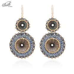Badu Women Vintage Earring Double Round Japanese Seed Beads Crochet Dangle Earrings Bohemian Jewelry Gift Daily Wear