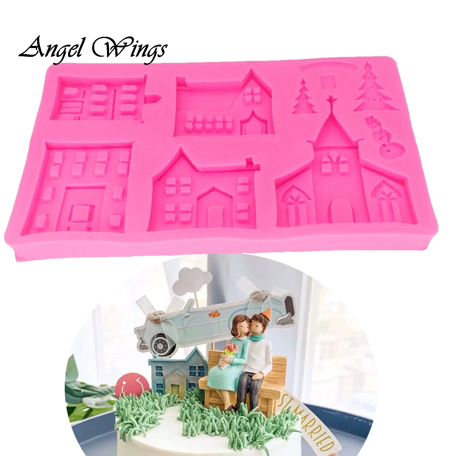 

DIY castle shape Fondant silicone molds for 3D crafts Cake Decoration Tool Chocolate Gumpaste moulds Resin Clay F1378