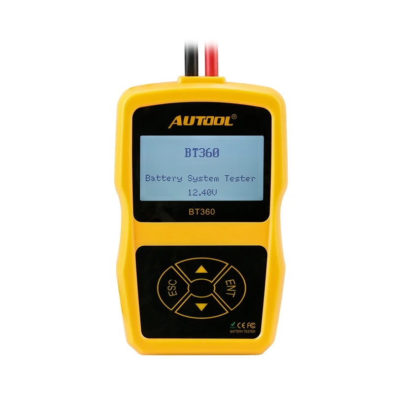 Original AUTOOL BT360 Car Battery Tester 12V  2000CCA 220AH Multi-Languages BAD Cell Test Car Tools CE certificate LCD display