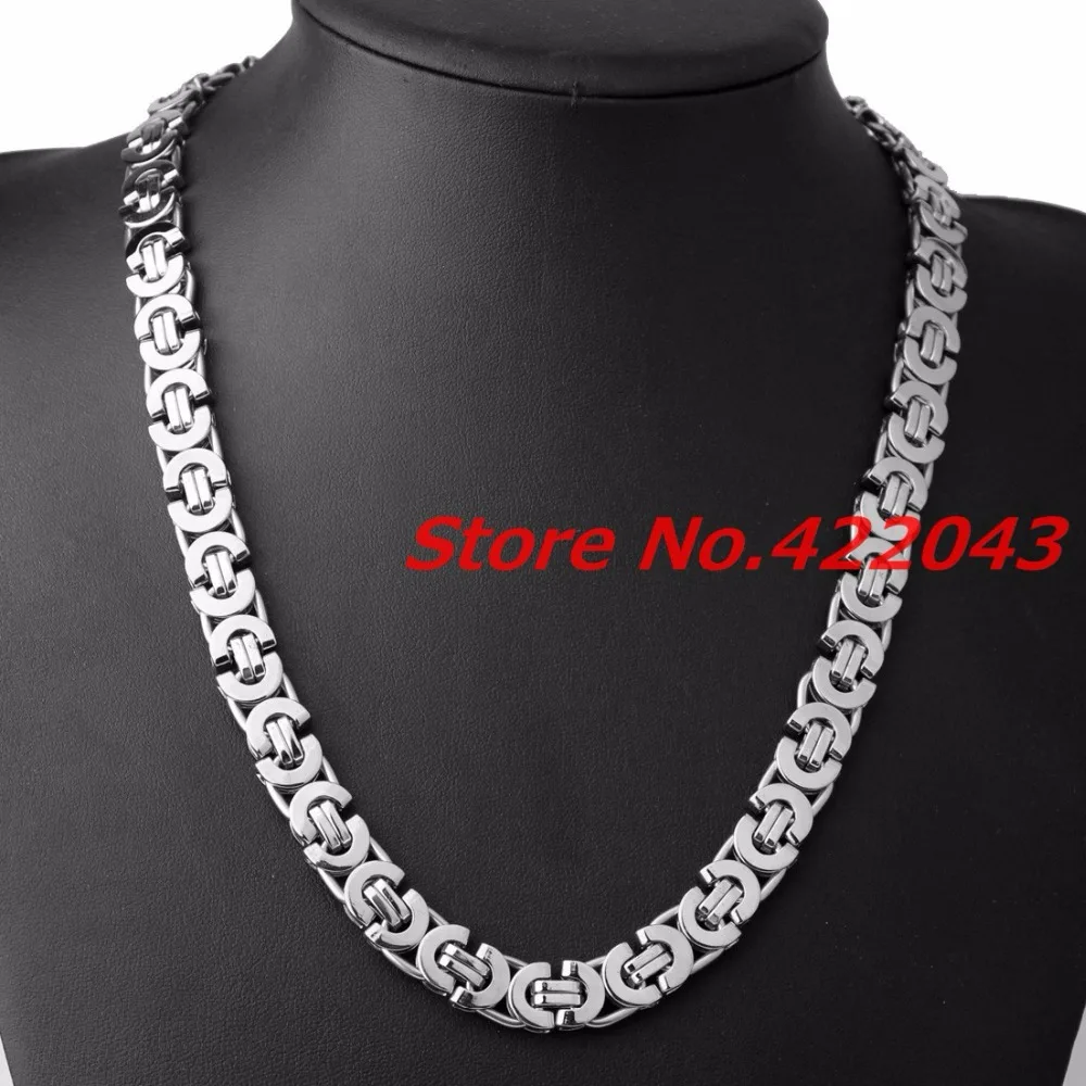 6/8/11mm Silver color  Polished Tone Flat Byzantine Necklace  Mens Stainless Steel Chain Wholesale Price Jewelry