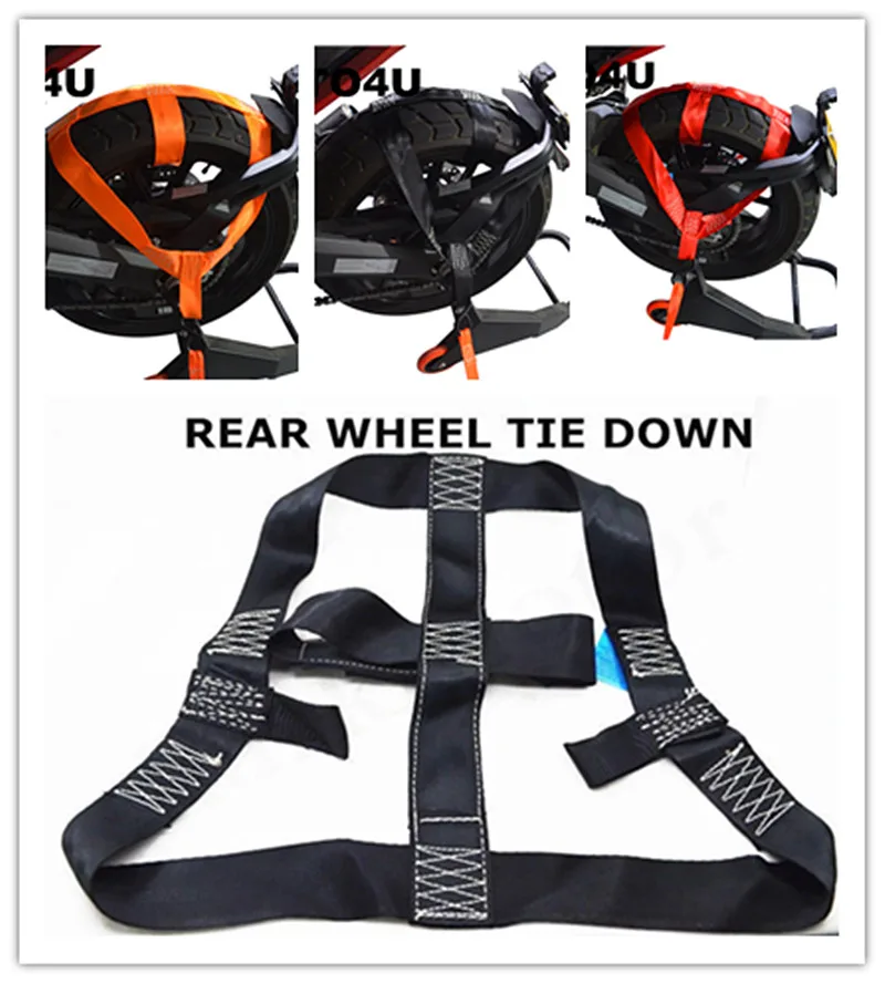 

Motorbike Motorcycle REAR Wheel Handlebar Transport Bar Tie Down Strap 3 Colors