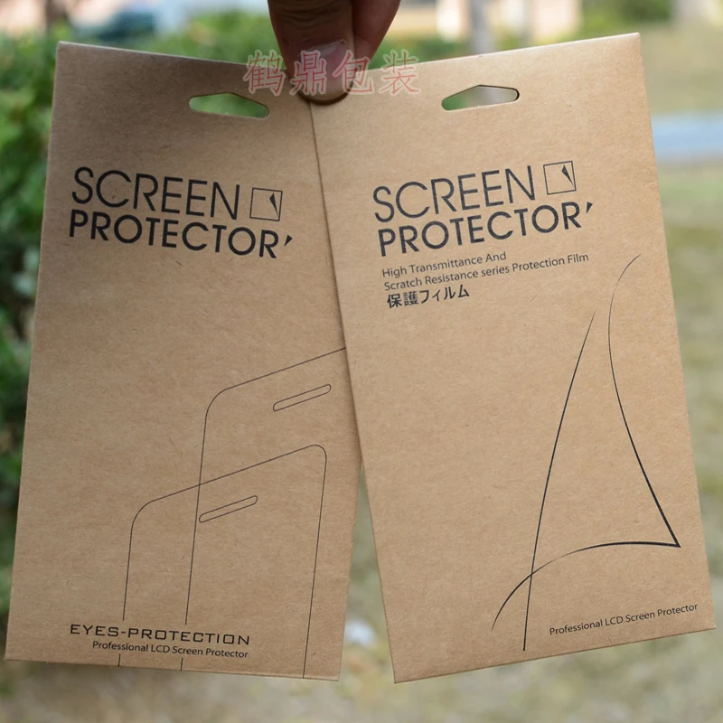 30Pcs/Lot 10x18cm Two Styles Kraft Paper Mobile Phone Screen Protector Film Paper Packaging Box For iPhone 7 Plus Galaxy Note 7