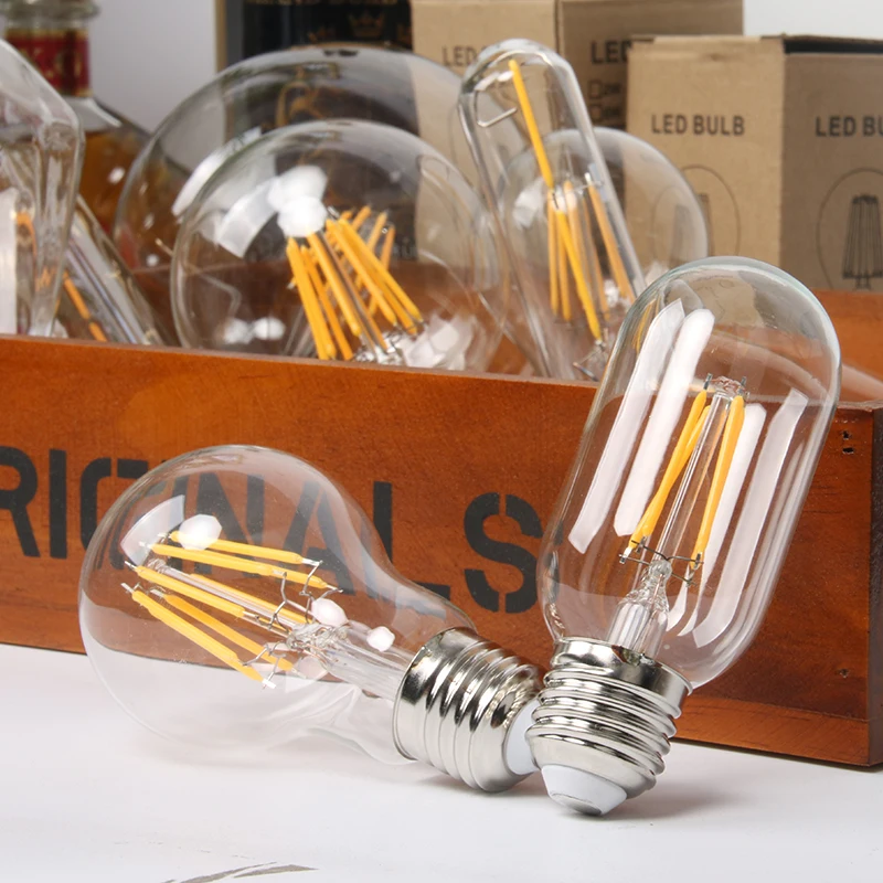 KARWEN LED lamp Candle Bulb E14 E27 2W 4W 6W 8W AC 220V Retro antique Glass Edison bulb Vintage led Filament Light 360 Degree