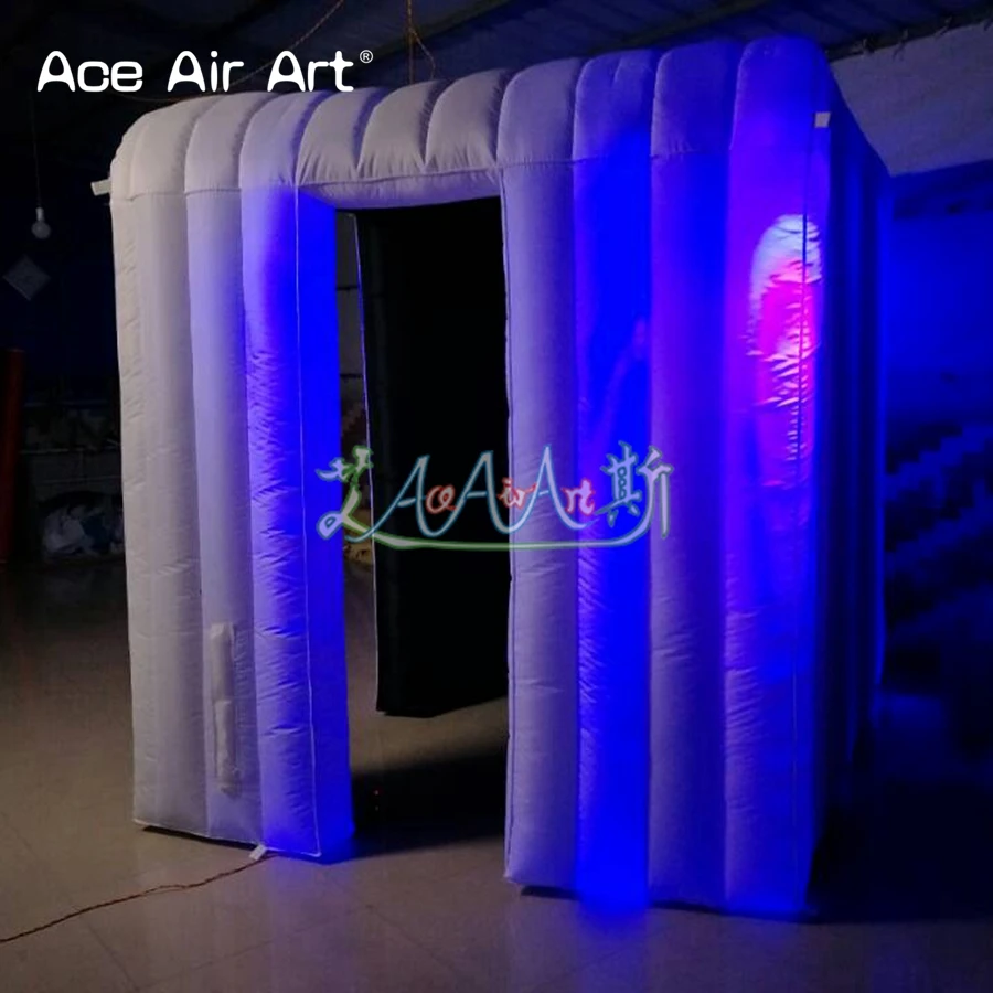 

Белая внешняя черная внутренняя надувная фотобудка для свадьбы и вечеринки с подсветкой
