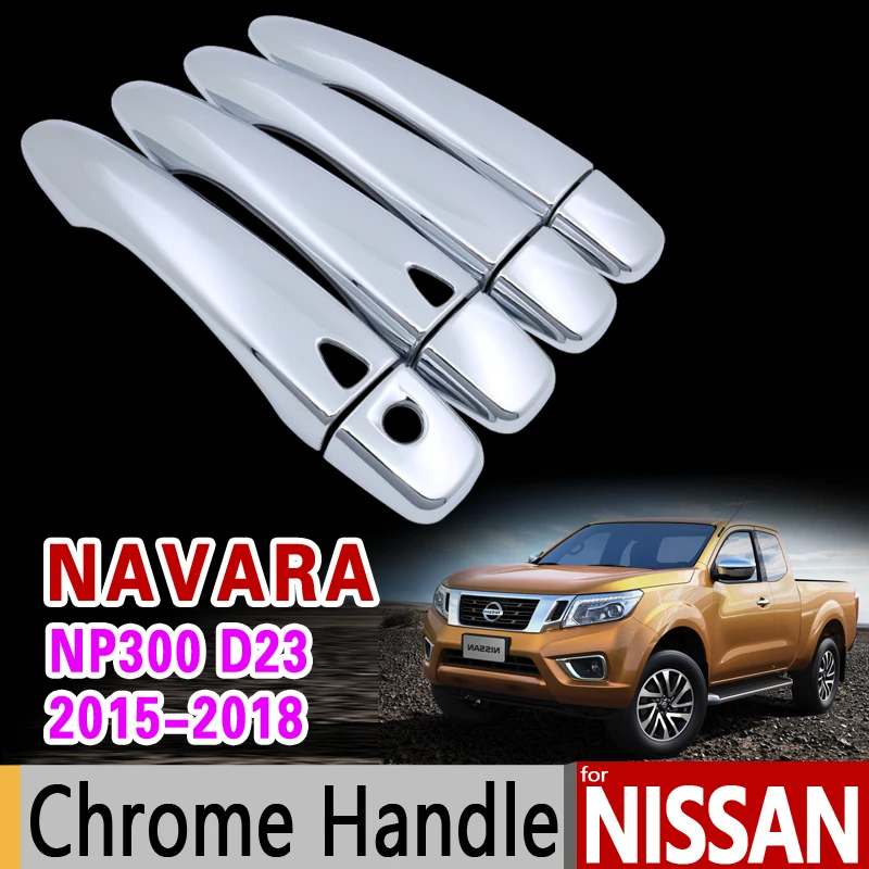 for Nissan Navara NP300 D23 Chrome Door Handle Cover Trim Renault Alaskan 2015 2016 2017 2018 Accessories Stickers Car Styling