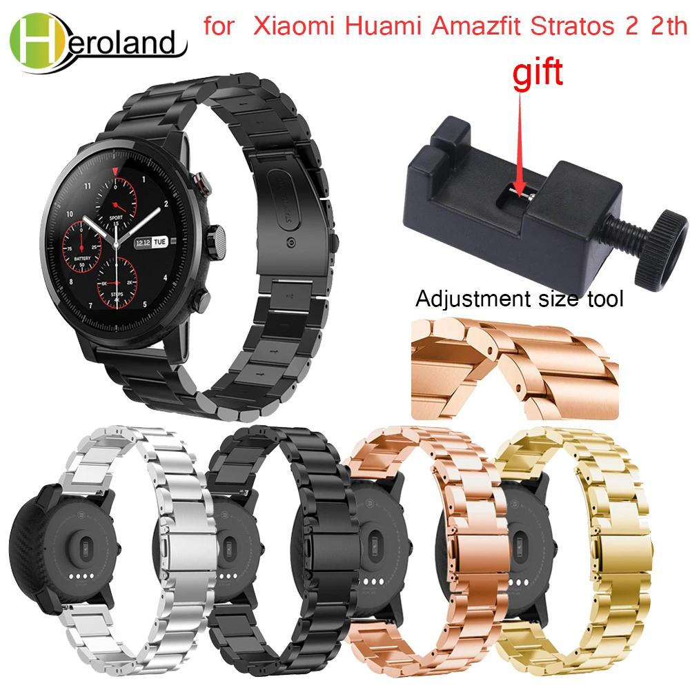 

22mm watch strap Wristband Stainless steel for Original Xiaomi Huami Amazfit Stratos 2 2s pace smart watch Band strap bracelet