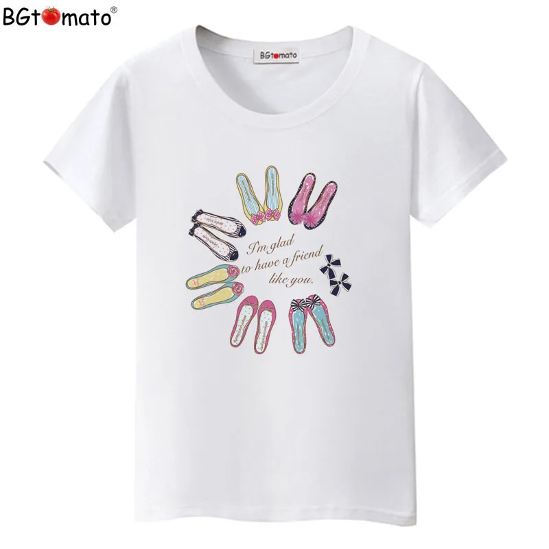 

BGtomato T shirt My lovely shoes colorful t-shirt women Hot sale harajuku tee shirt femme Brand good quality casual clothes