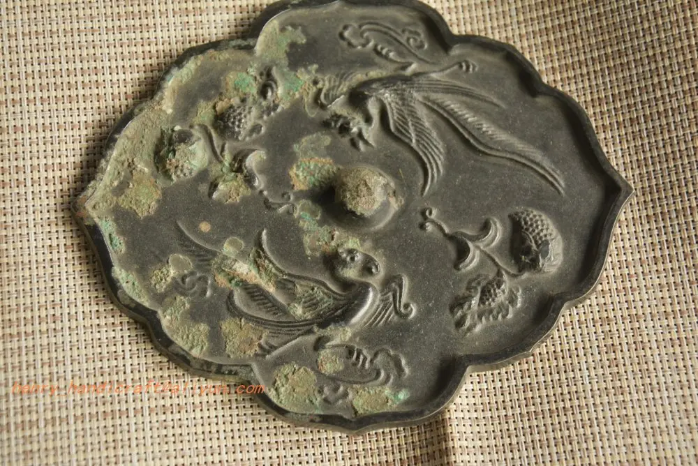 Old Chinese TANGDyansty(770--832) bronze mirror,divinity bird decoration,Free shipping,