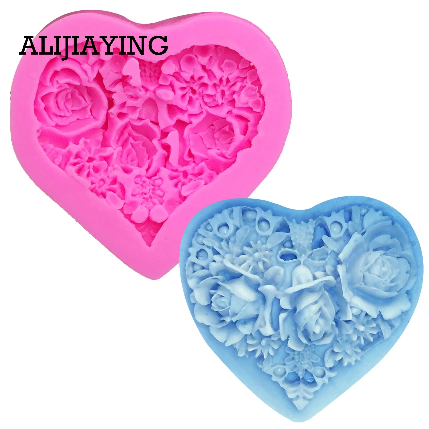 M0085 Wedding Rose Cake Decoration tools Heart-shaped Sugar Craft Fondant mold Love Silicone Mold Chocolate Fudge