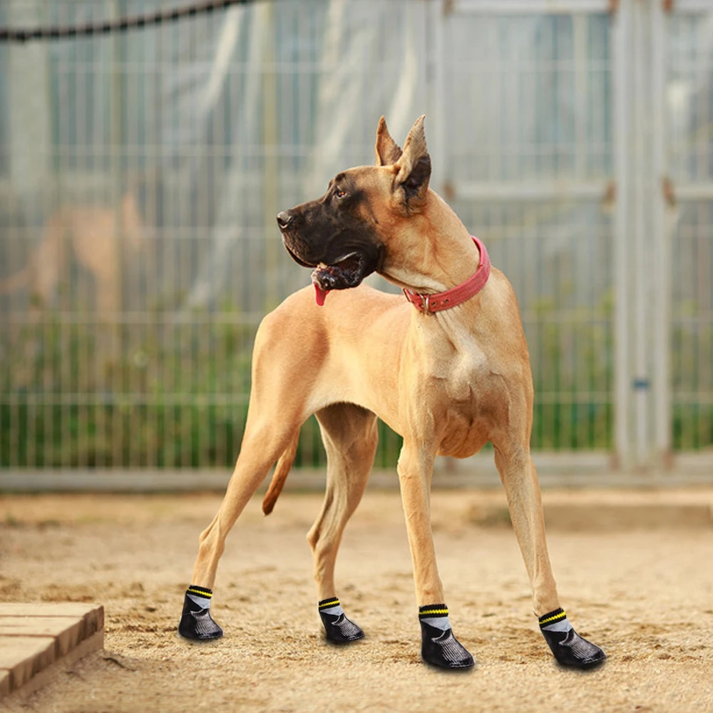 4pcs/set Outdoor Waterproof Nonslip Anti-stain Dog Cat Socks Booties Shoes Wth Rubber Sole Pet Paw Protector For Small Large Dog