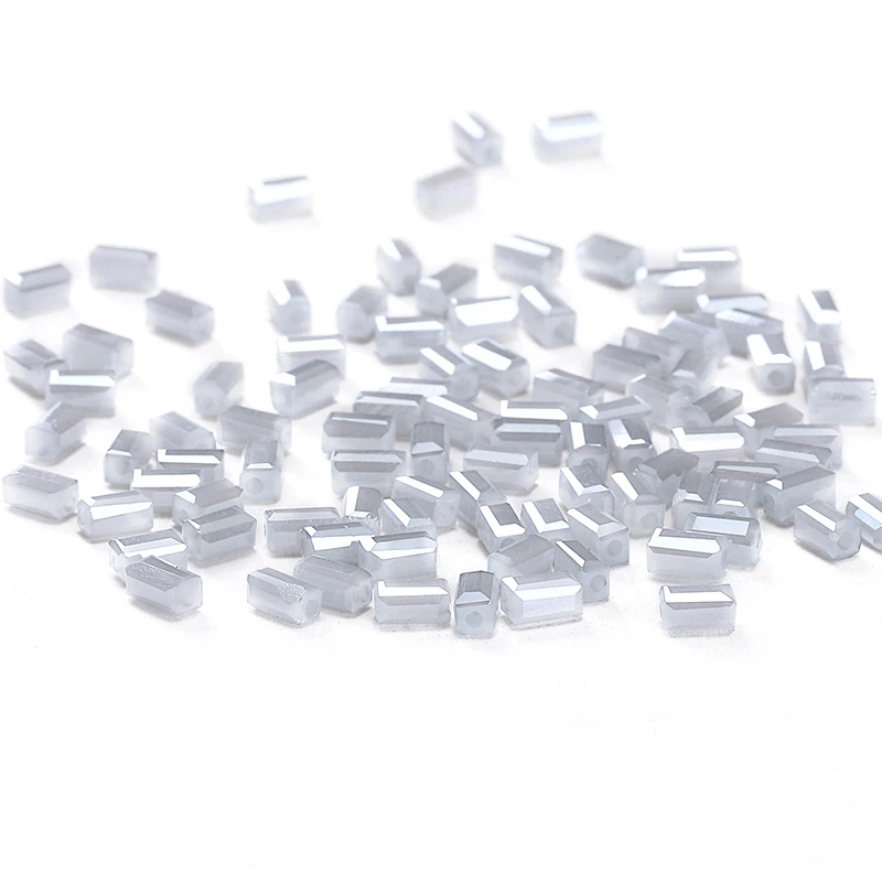 Sale silver color AB 50pcs 2*4mm Austria Crystal  Square-shape Loose Beads  Crystal Beads DIY Jewelry Crafts Making C3