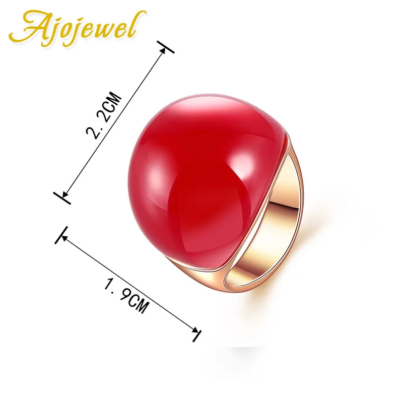 Size 8&9 Red/Yellow Opal Stone Ring For Women Luxury Big Semi-precious Stone Rose Gold Color Jewelry Ajojewel Brand