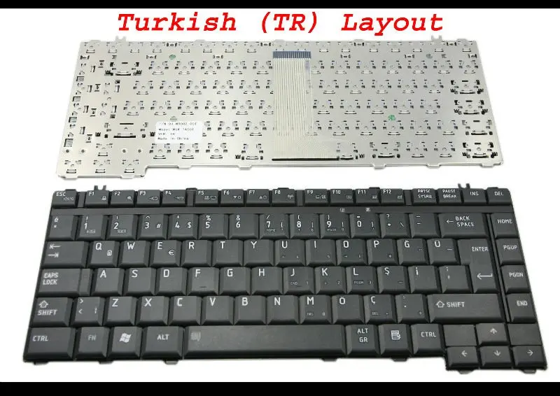 New Notebook Laptop Keyboard for Toshiba Satellite L300 A200 A205 M200 M205 M333 Black (matt) Turkish Version - NSK-TA00T