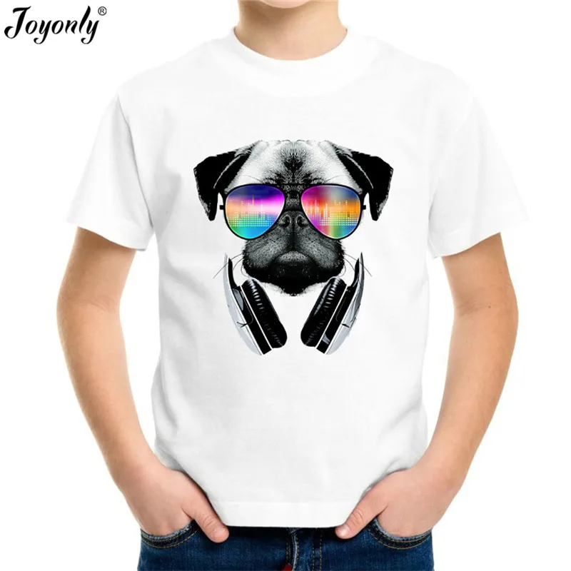 fashion summer DJ music dog pug clothing for kids girl boys short sleeve rock print 3d t shirts tops baby clothes