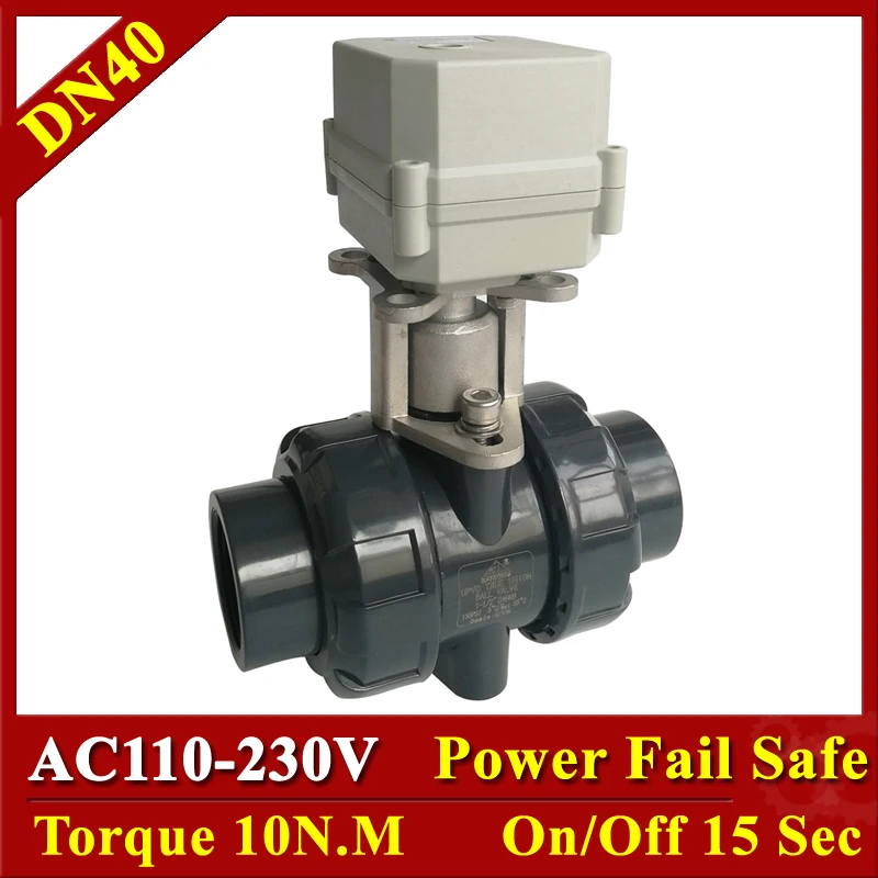 

Tsai Fan Normal Close Actuated Valve 2 Way PVC 1-1/2" AC110-230V 2/5 Wires DN40 Normal Close Electric Valve On/off IP67 CE