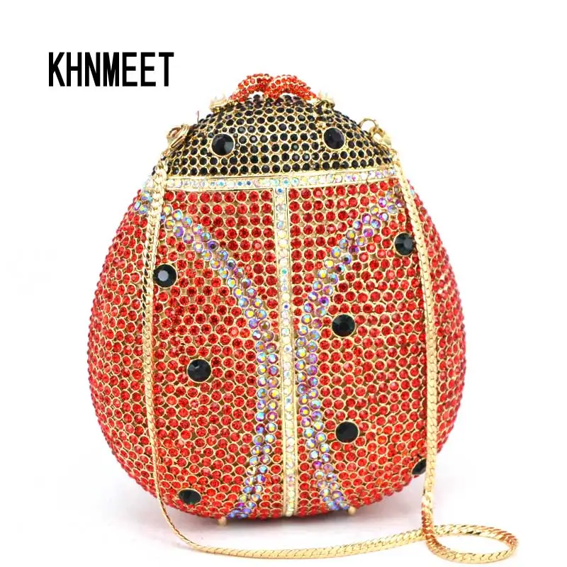 

KHNMEET Animal beatles Crystal Evening Bag women party clutch bag diomand clutches Party purse sac pochette women handbags SC116