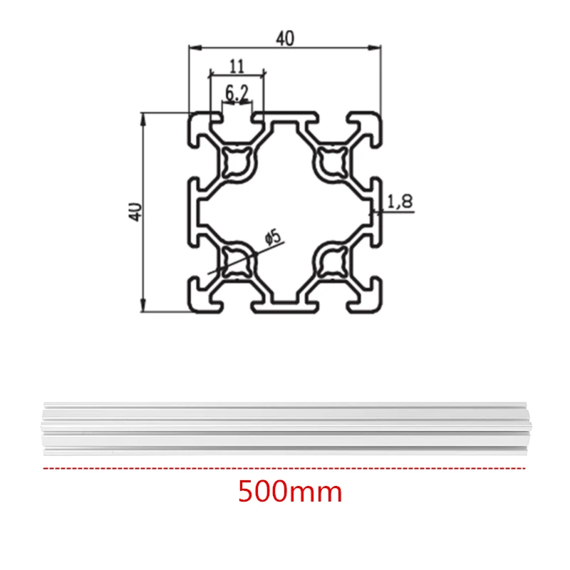

500 мм длина 4040 двойной Т-слот алюминиевые профили экструзионная рамка на основе 2020 для 3D принтеров с ЧПУ Плазменные лазеры
