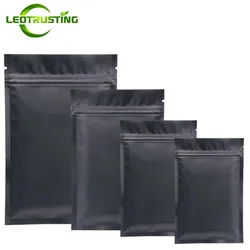 100pcs Mysterious Matte Black Aluminum Foil Zip Lock Bag Resealable Herbal Powder Coffee Buttery Seeds Tea Spice Storage Pouches