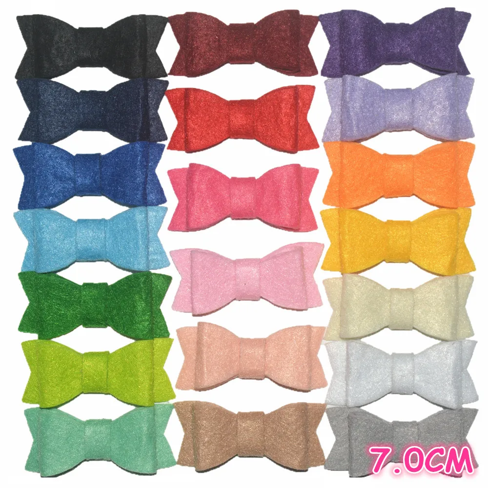 MengNa 120pc/lot 2.8x1.2inch 20Colors Newborn Felt Bow without clips Felt Bow For Kids Girls Hair Accessories Flat Back