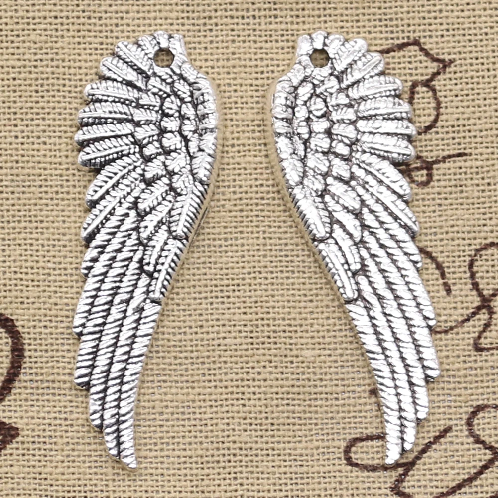 6pcs Charms Angel Wings 50x17mm Antique Making Pendant fit,Vintage Tibetan Bronze Silver color,DIY Handmade Jewelry