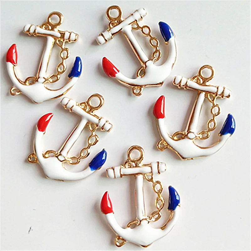 10 pcs/lot Alloy Creative Anchor Rudder Pendant Buttons Ornaments Jewelry Earrings Choker Hair DIY Jewelry Accessories Handmade