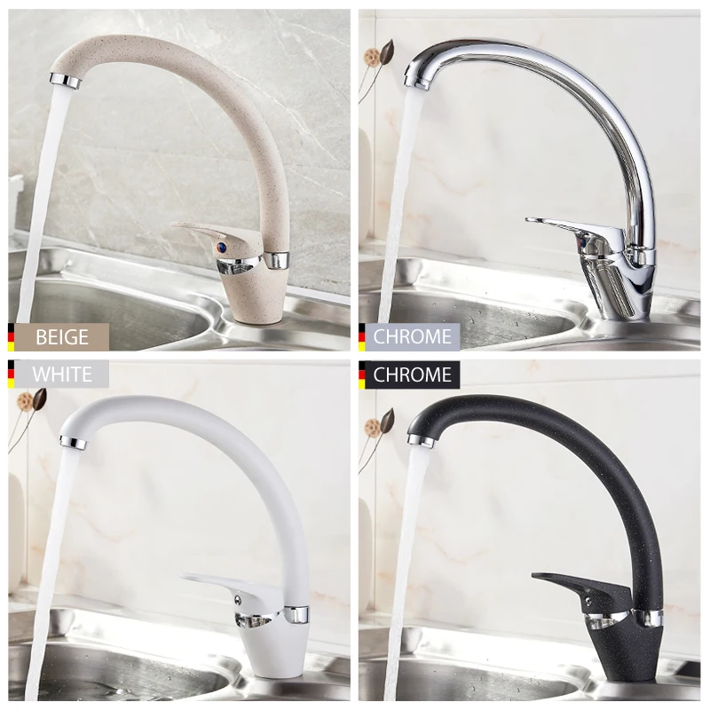 LEDEME Kitchen Faucet Bend Pipe 360 Degree Rotation with Water Purification Features Spray Paint Chrome Single Handle L5913