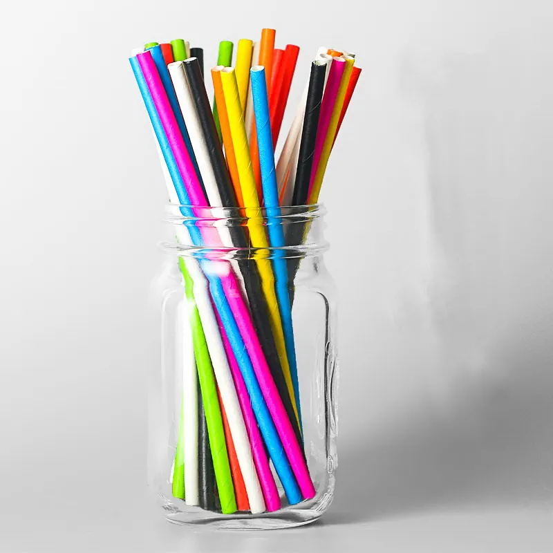 Paper Straws Waterproof paper straws Paper solid color Eco-Friendly safe Drinking straws 25pcs/pack*4