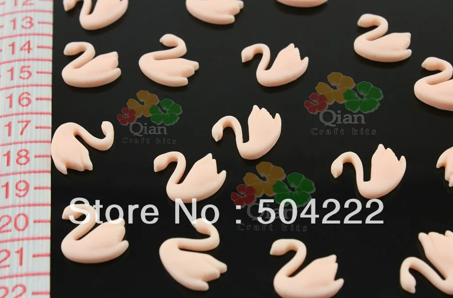 200pcs Ivory elegant adorable Swan Resin Matt decoden Cabochons cab 20mm matt pale pink or you pick color