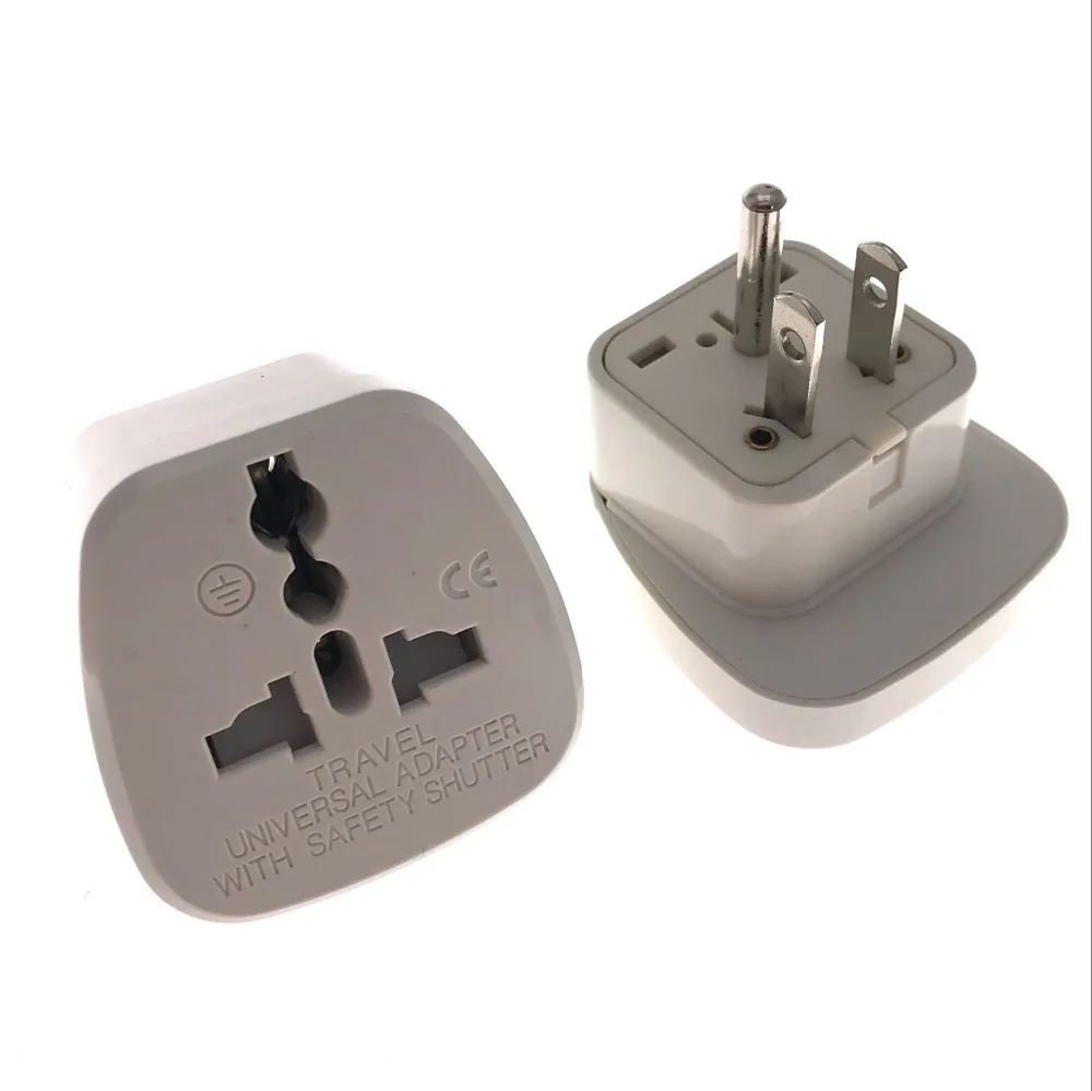 White Universal EU UK AU to US USA Canada AC Travel Power Plug Adapter Converter drop shipping US 3PIN PULG with Protection door