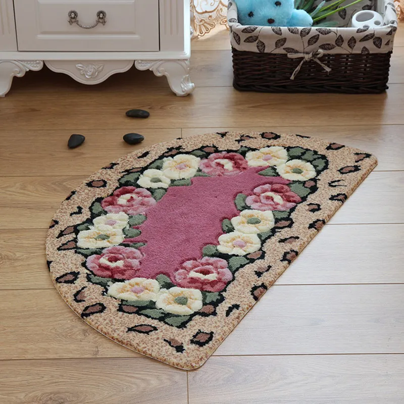 Retro Flower Printing Bathroom Rug Mats, 1 PCS 7 Colors Anti-slip Bath Mat Carpet, Toilet Mat For Bathroom And Toilet alfombra