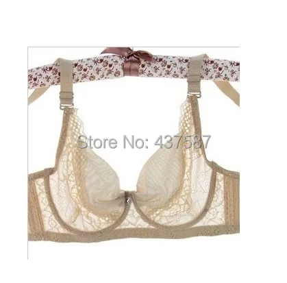 Fashion Sexy Lace Bra Transparent Push up Lingerie Women Underwear Intimates Floral Mesh Patchwork big bust 34-44 B C D VS C3396 image 3