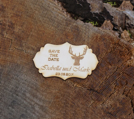 Irregular Shape Save the date magnet,  laser engraved wooden tags, Personalised custom  Party Decor Favors