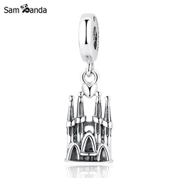Authentic 100% 925 Sterling Silver Charm Bead Barcelona Cathedral Church Charms Fit Bracelets Bangles Women DIY Jewelry