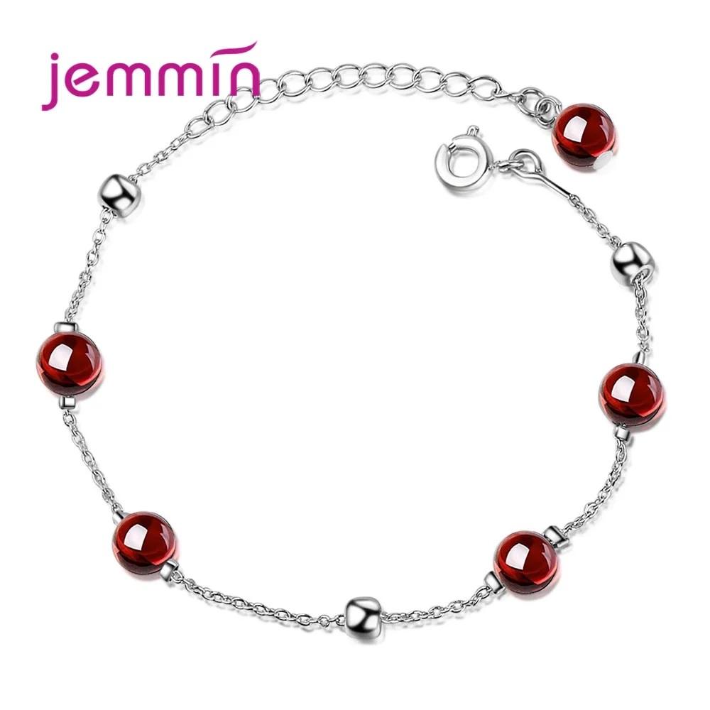 Boutique Lady rojo geométrico cristal Natural granate cuentas de Metal pulseras para boda joyería de fiesta Joyas de calidad superior