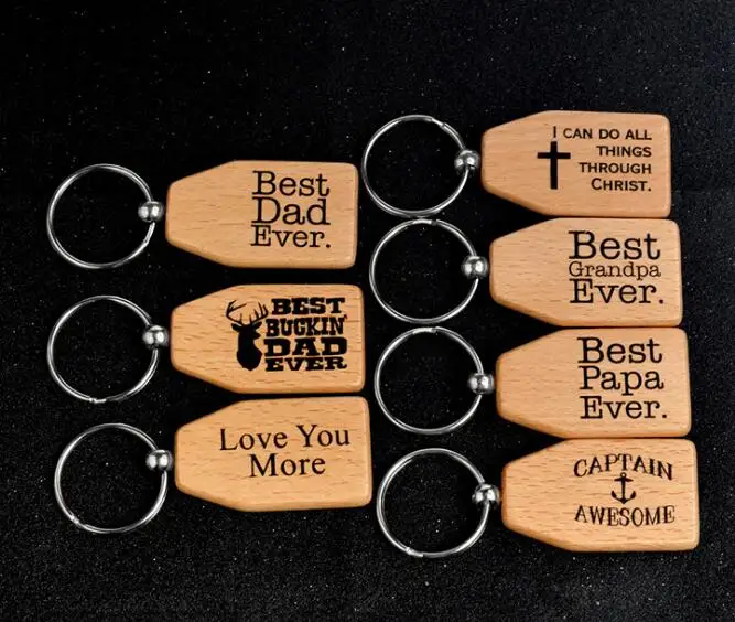 EUBfree 30pcs Wooden Keychain Best Papa Best Dad Best Grandpa Love you Ever wood Keychain Keyrings Ring Holder Family Member