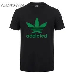 New Addicted White Leaf T Shirt Men Summer Fashion Short Sleeve Cotton Weed Day T Shirts O-neck Funny Mens T-shirt Tops OT-939