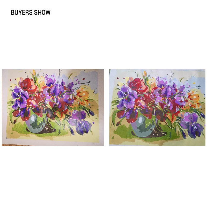 CHENISTORY-لوحة بأرقام زهور أرجوانية بدون إطار ، لوحة جدارية حديثة مرسومة يدويًا للديكور المنزلي