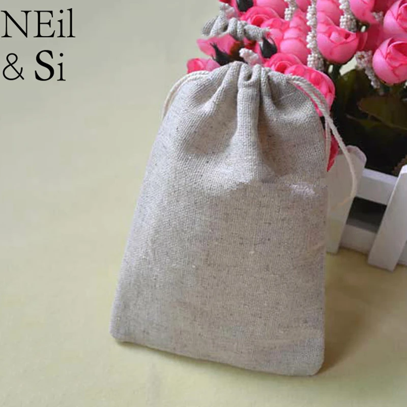 Jute Drawstring Bag Grocery Gift Handmade Soap Packaging Linen Pouch Sachet Storage Wedding Favor Bags 10x15cm Free Shipping