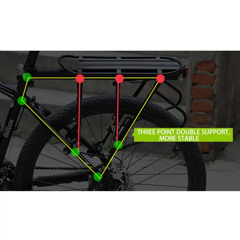 WEST BIKING Bike Carrier Rack Bike Luggage Bag Set Aluminum Steel Cycling Cargo Shelf Can Manned 140KG Load-bearing Bicycle Rack