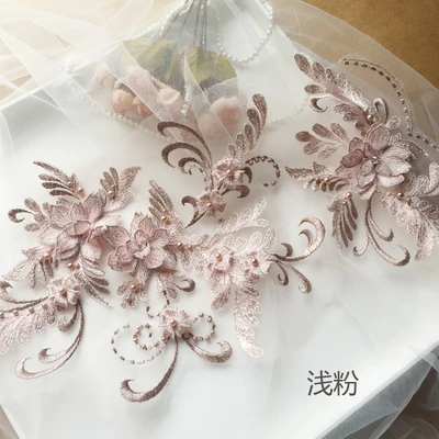Handgefertigte Perlen 3D Hochzeitskleid-Applikation, DIY Braut-Kopfschmuck, Spitzenkragen, Stoffaufnäher, RS1780 – Detail 13