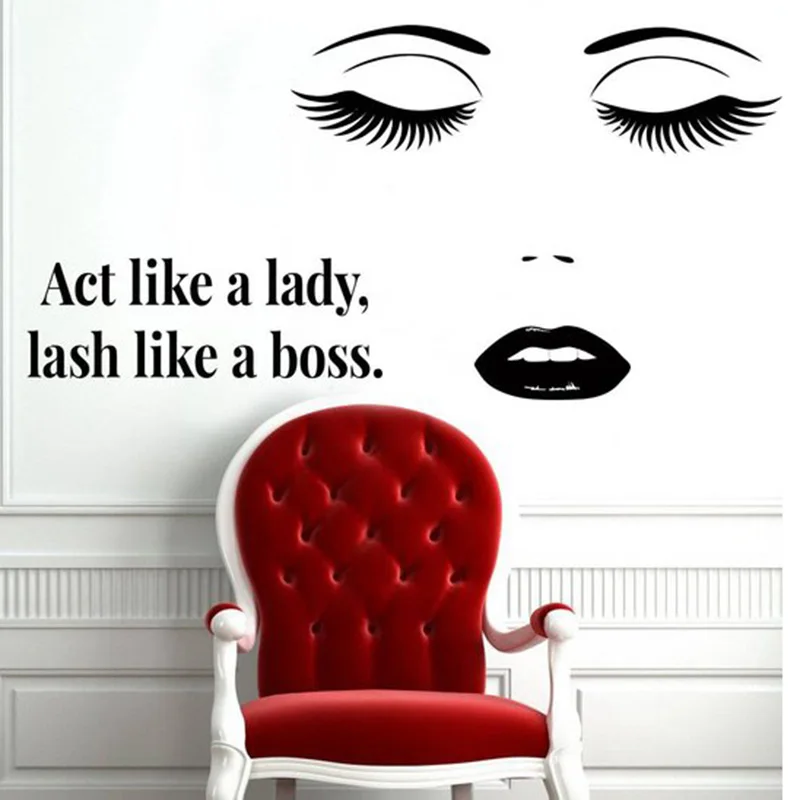 Vinyl Wall Decals Act Like A Lady Lash Like A Boss Make Up Store Wall Decor Eye Eyelashes Lashes Extensions Art Eyebrows Brows