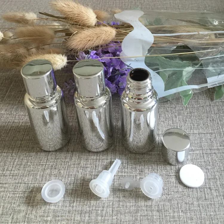 50pieces/lot empty 15ml glass silver plated bottle for Essential oil ,15ml glass silver essentical oil bottle wholesale