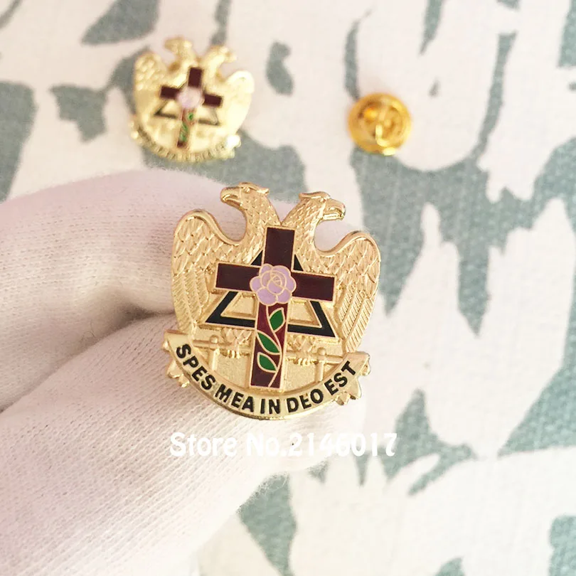 

50pcs Custom Lapel Pin Badge 32 Degree Scottish Rite Rose Croix Cross Free Masons Masonic Masonry Freemason Enamel Brooches Pins