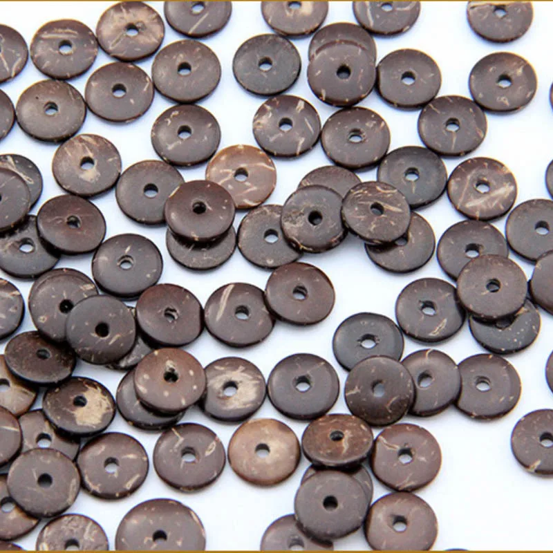 8/10/12/14mm Nature Coconut shell Round Flat Spacer Beads Fit Bracelet Necklace Spacer Ring DIY Jewelry Findings