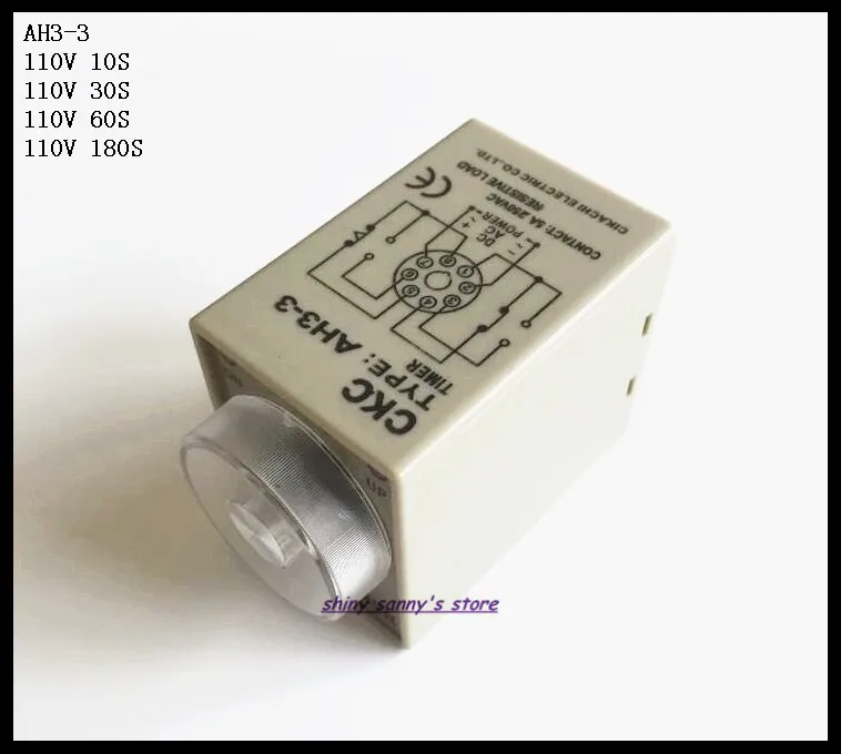 

2pcs/Lot AH3-3 AC110V 10S/30S/60S/180S Power On Delay Timer Time Relay 110VAC 0-10/30/60/180 seconds 8 Pins Brand New