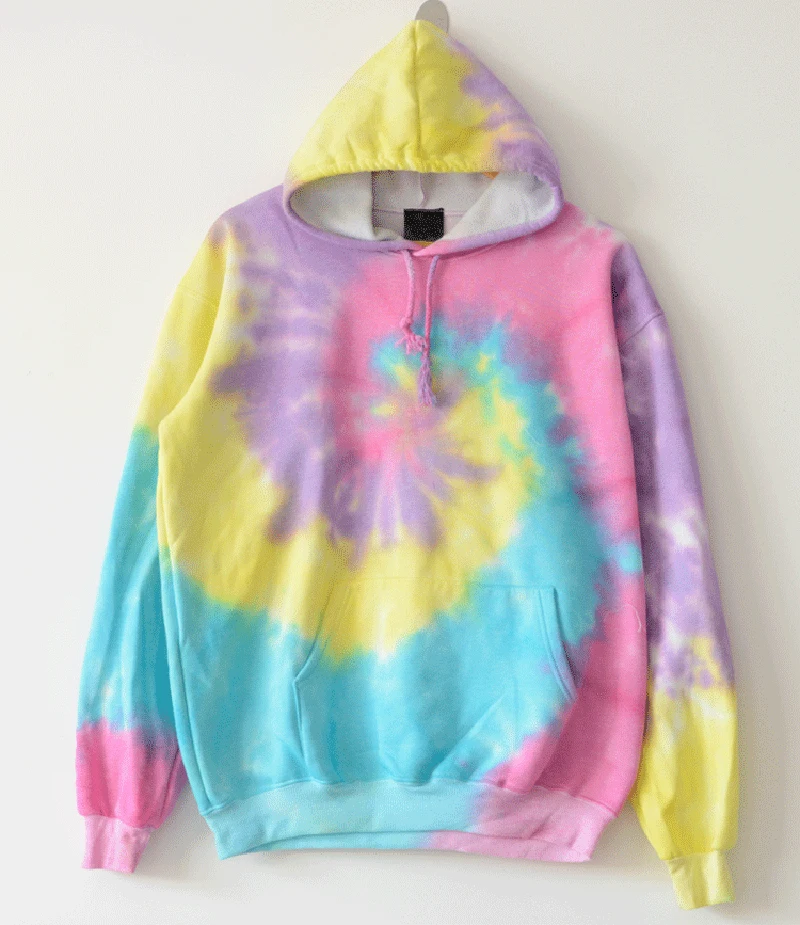 Handmade Tie Dye Hoodies Gradient Rainbow Sweatshirts Men Women Swirl Hooded Oversized Pullovers Colorful Paisley Tops