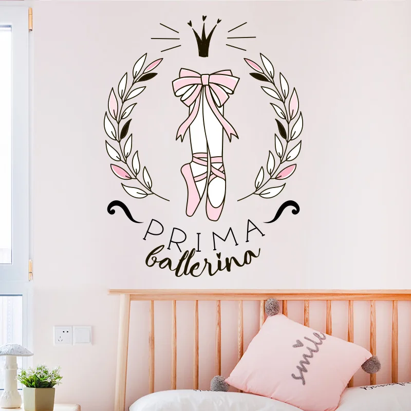 Cartoon Ballet Dance Adesivo De Parede Para Crianças, Decoração Do Quarto Da Menina, Mural Em Casa, Decalques De Porta, Papel De Parede Auto-adesivo, Cartaz De Geladeira