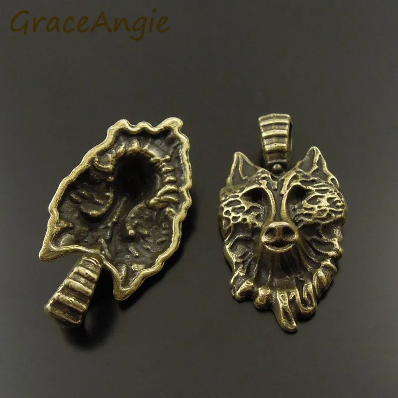 GraceAngie 25 pcs/pack Ancient Bronze Animal Survival Lone Wolf Domineering Mystery Style Pendant Jewelry Accessories Halloween